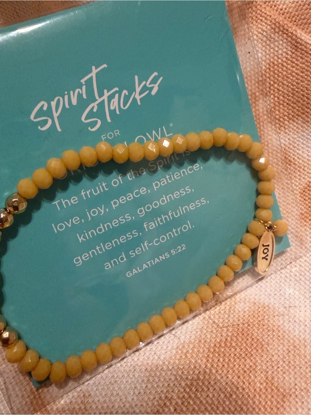 Origami Owl Mustard Yellow Faceted Bead Bracelet with JOY Tag